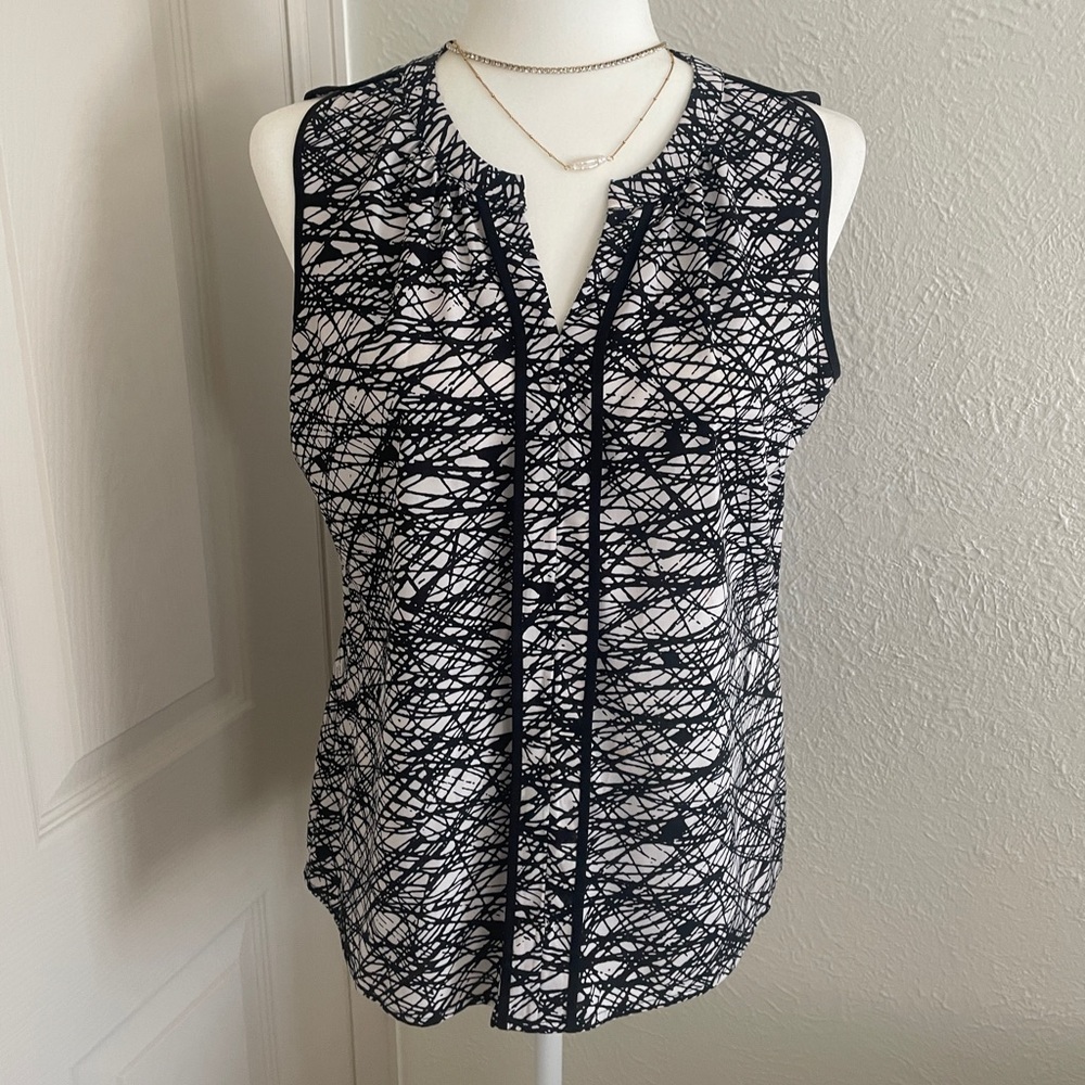 Calvin Klein Abstract Black and White Blouse